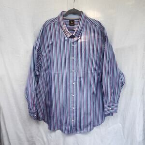 Mens 4X Cotton Striped NWOT Long Sleeve Taylor Byrd Button Front Dress Shirt